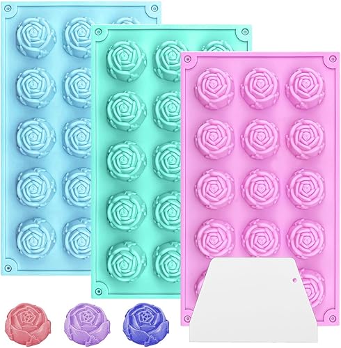 Moldes de silicona con 45 cavidades para fondant, molde de resina para pastel de flores, moldes de chocolate para cubitos de hielo, moldes de