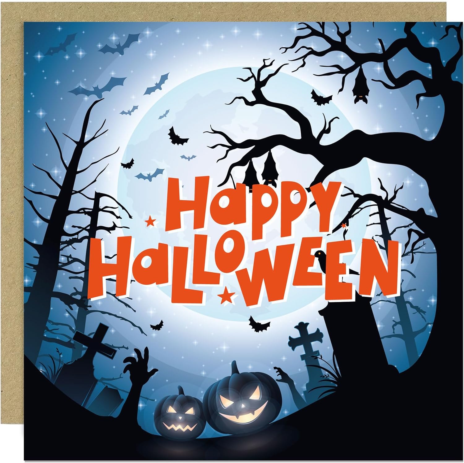 RED OCEAN Halloween Cards Multipack of 6 Greetings Cards With Kraft Envelopes 145x145mm Pack of 6 Spooky Designs For Kids Children Friends Family