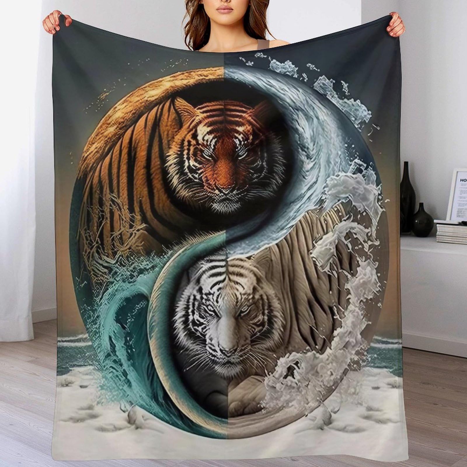 Couverture plaid tigre douillet : le cadeau idéal et chaud pour chambre et canapé