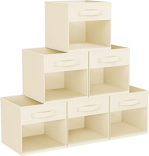 DIMJ Cubo de almacenamiento, 6 paquetes de contenedores plegables con asas, contenedores de tela para organización, cubos organizadores de