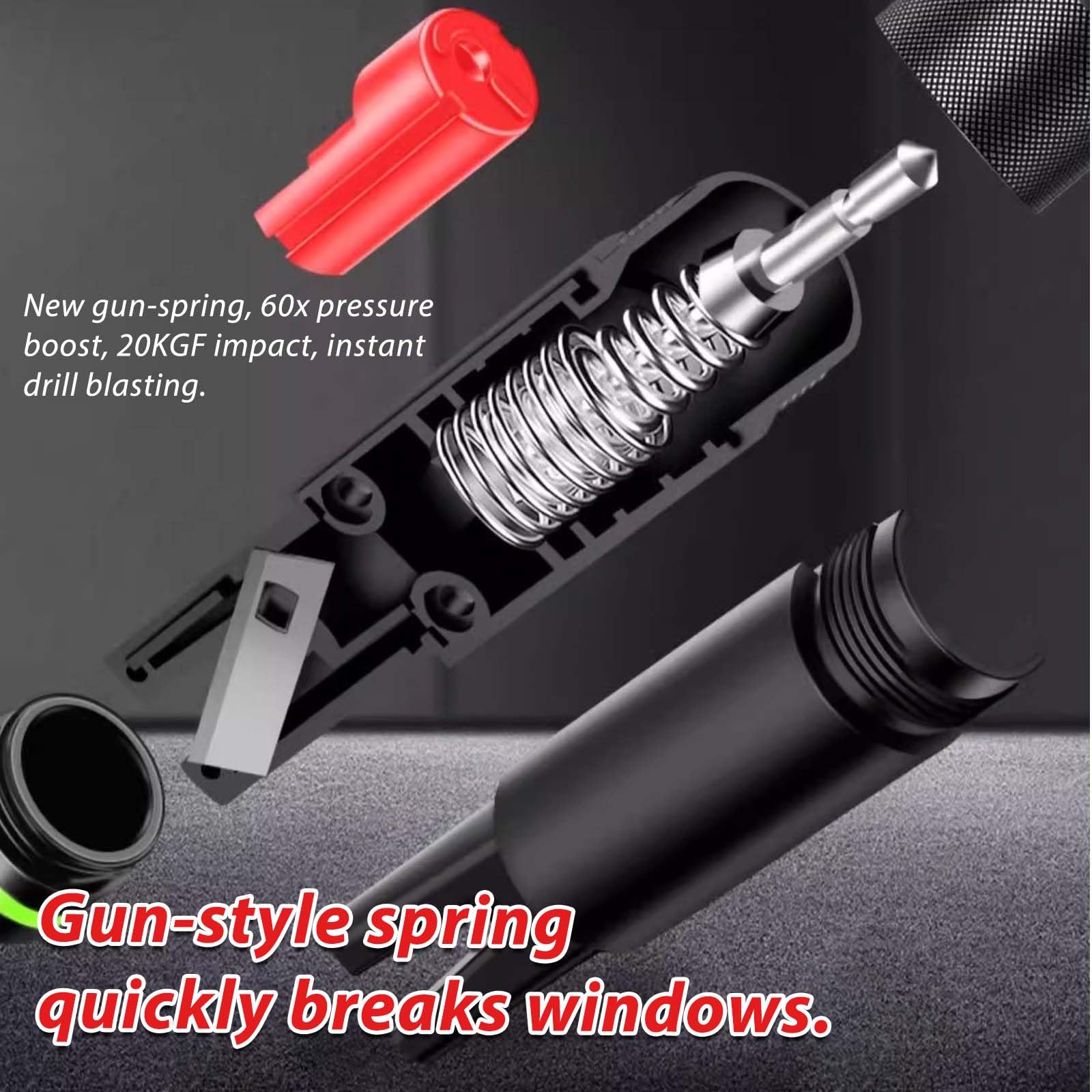 2 Piezas 2 en 1 Rompe Cristales y Cinturones, Martillo Rompe Cristales Coche | Martillo Rescue con Anillo Luminoso, Corta Cinturones Rompe Cristales, Accessories para Emergencia Coche
