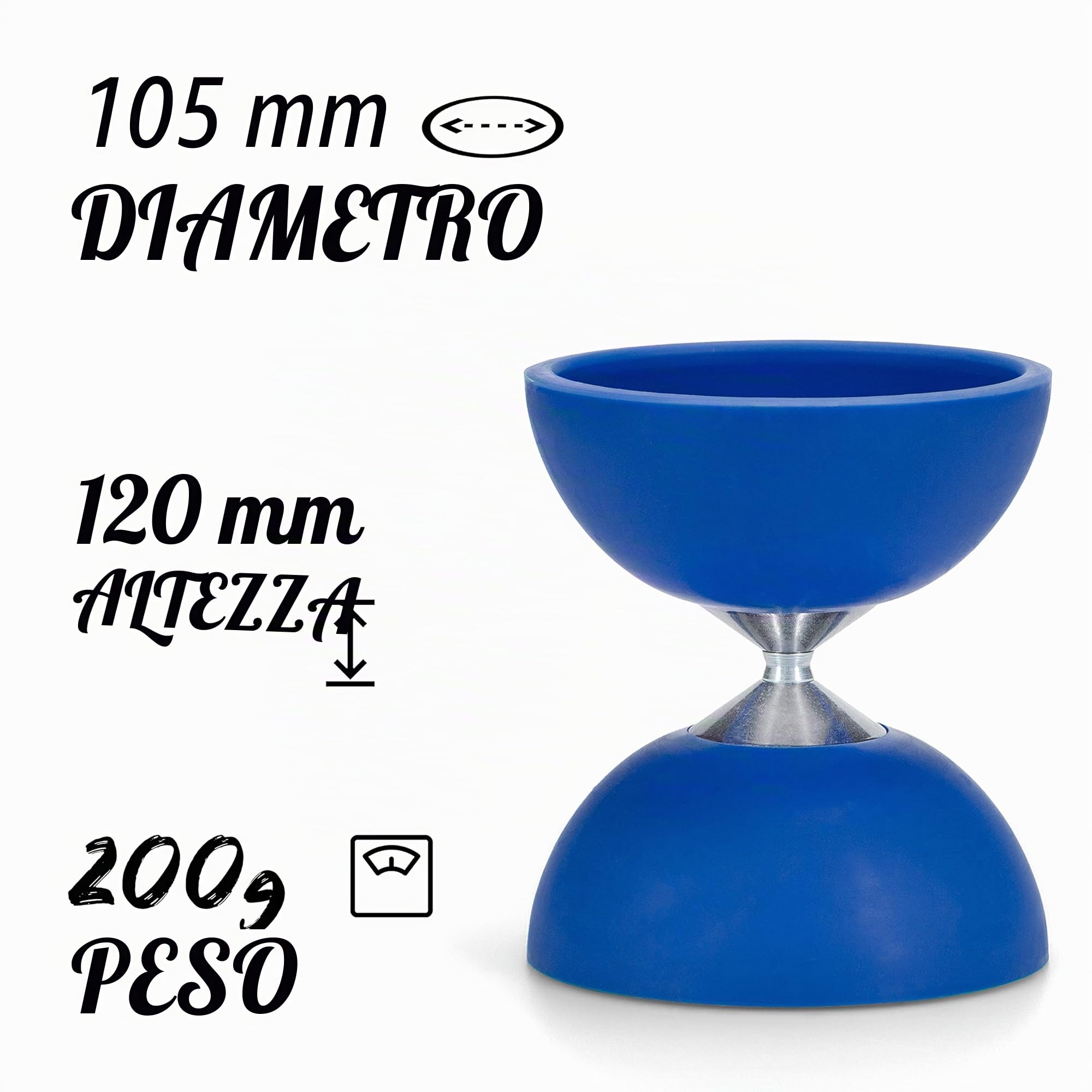 Diabolo Freizeitsport - Diabolo - Set di giocoleria Basic - Blu - Bacchette in alluminio - Spago di ricambio aggiuntivo - Guida inclusa - Ideale per bambini e principianti