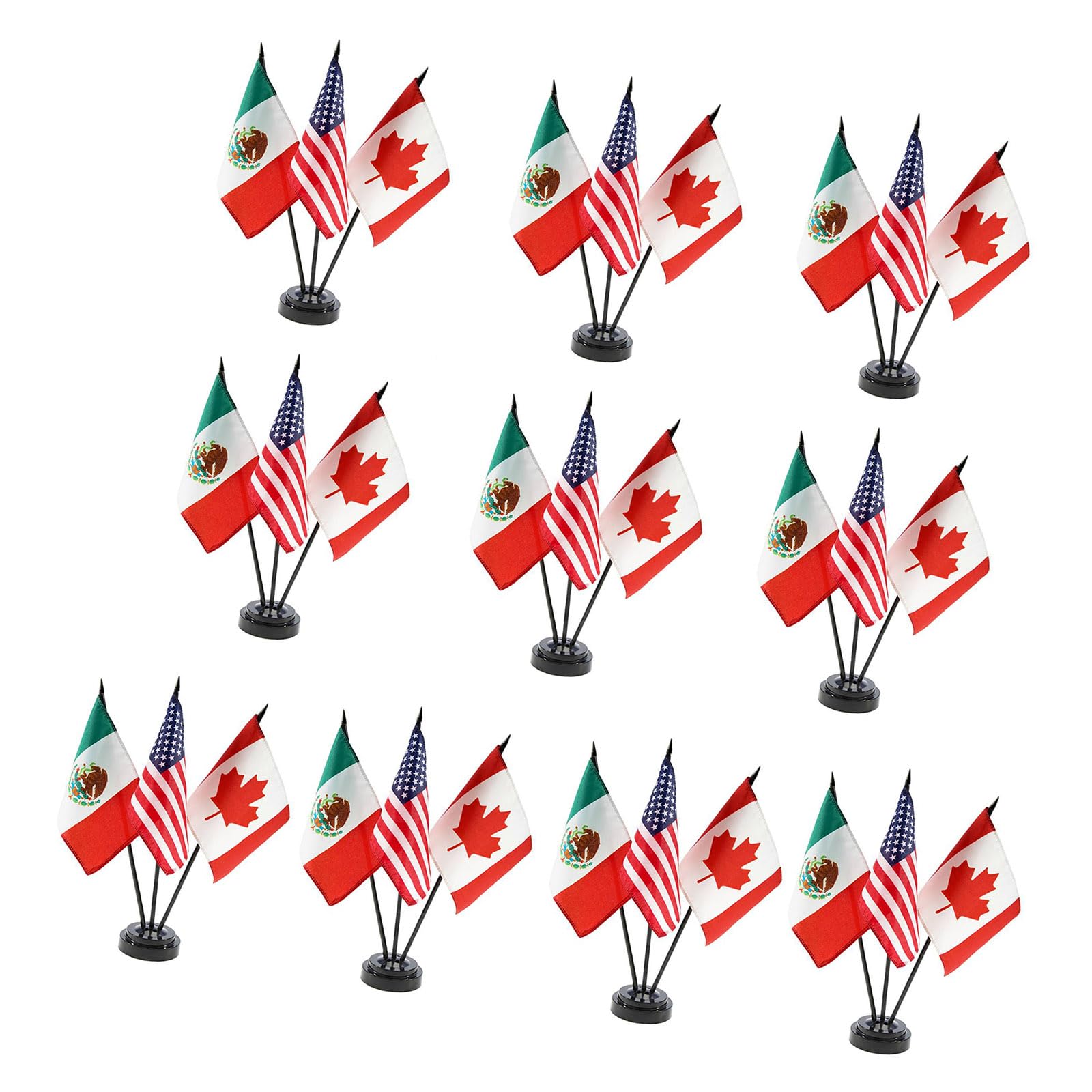 Jazuaiao 10PCS Soccer Themed Desktop Flags with Base Ideal for Canada Mexico US Sports Event Celebration Tournament Centerpieces