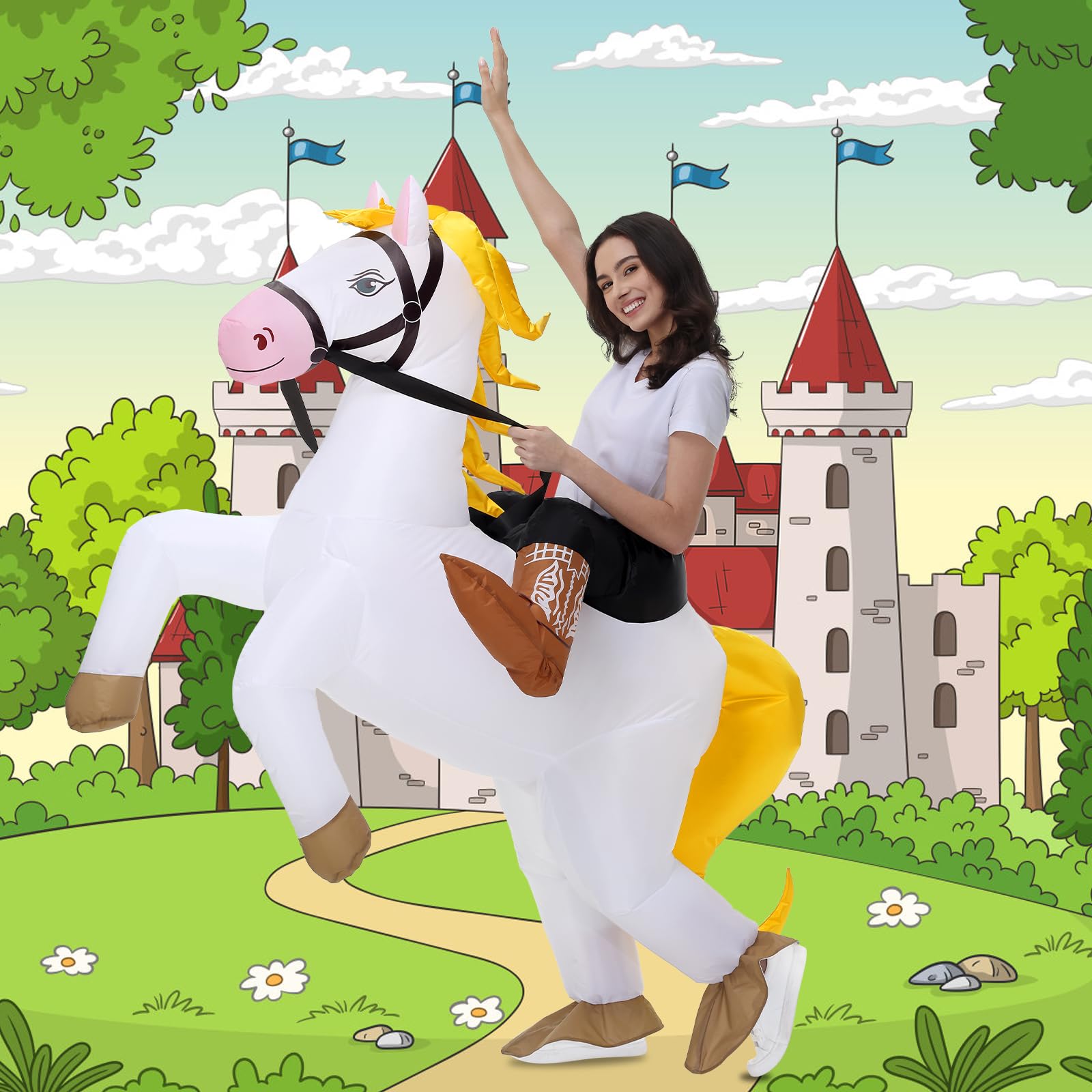 Costume gonfiabile da cavallo, costume gonfiabile per adulti, per uomini, donne, Halloween, cavalcata sul cavallo, costume gonfiabile per bambini, cosplay e feste
