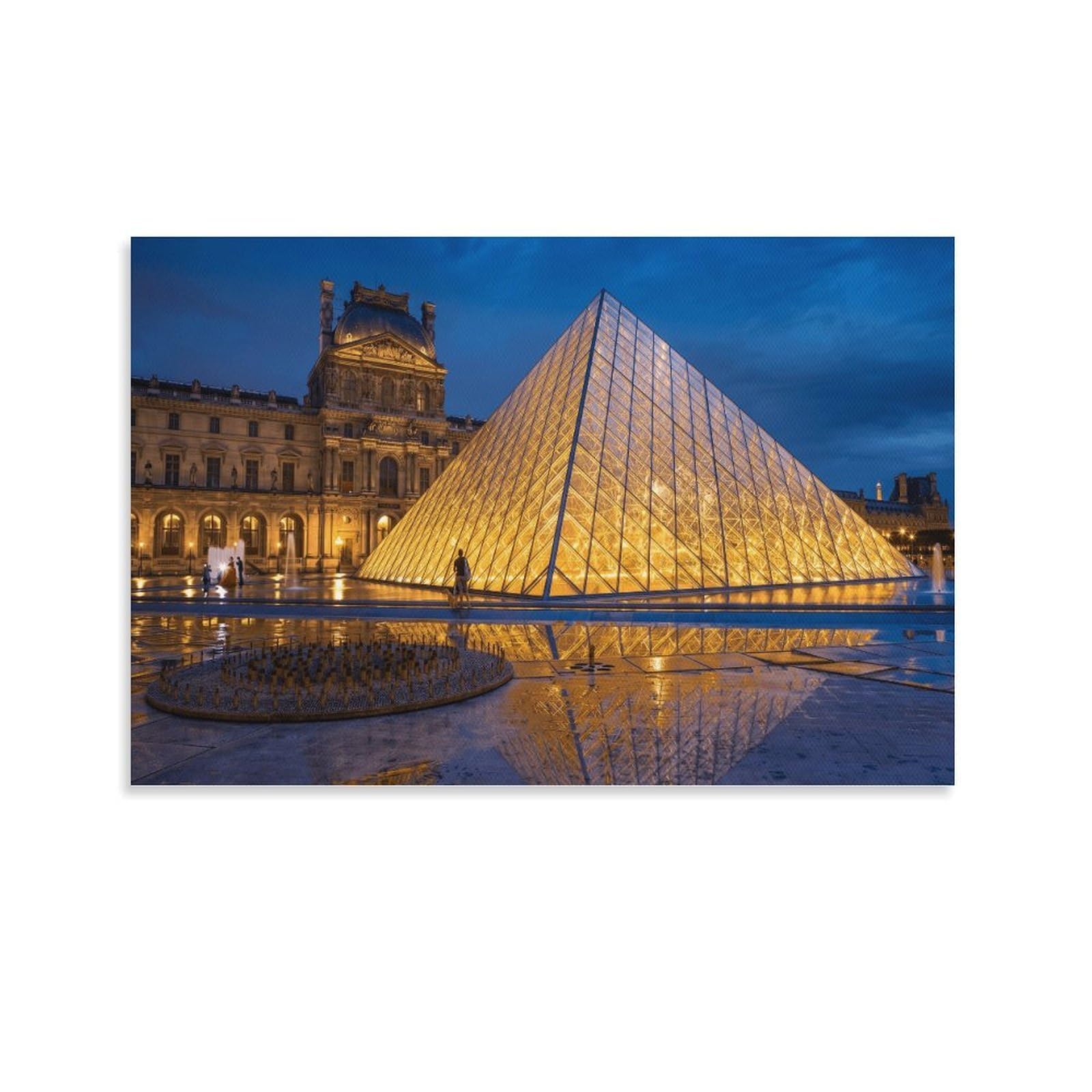 XPASHIQWC Louvre Glass Pyramid Paris Poster Artwork Giclee Canvas Prints Modern Wall Art Picture Wall Hanging for Bedroom Living Room Decor 24x36inch(60x90cm)