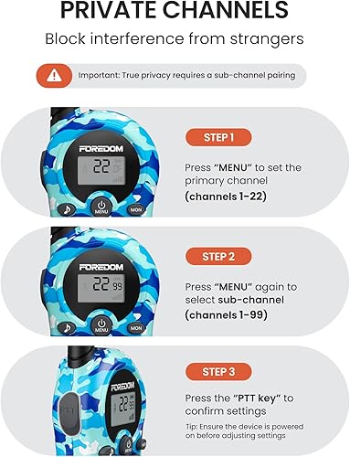 Miniatura 4 de FOREDOM Walkie Talkies para niños, Walkie Talkies de largo alcance para niños y niñas de 3 a 12 años, juguetes geniales del ejército, paquete de 2,