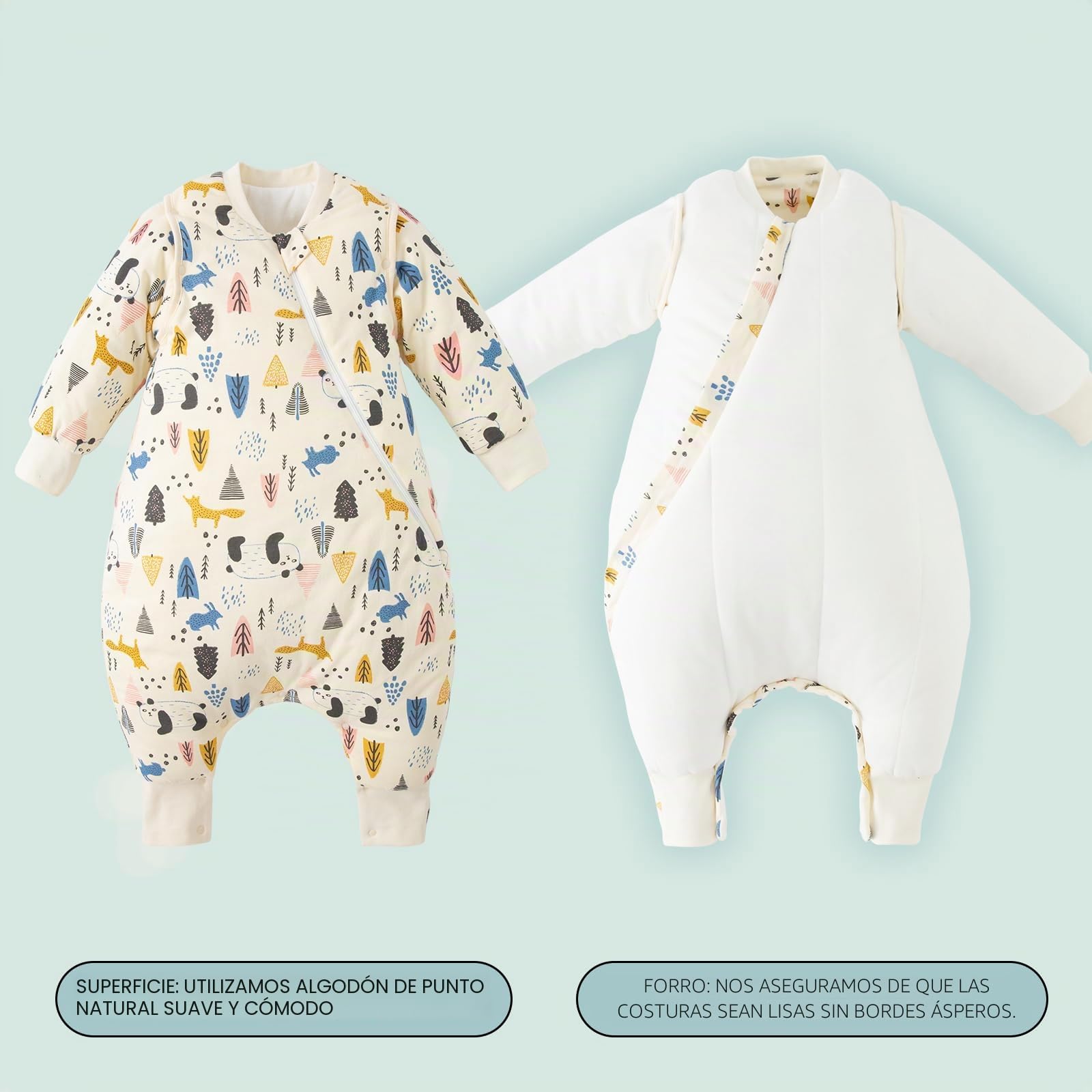 Duomiaomiao Saco de dormir de invierno para bebé con piernas de 3,5 tog, manta cálida con mangas extraíbles, saco de dormir para niños y niñas de 1 a 2 años