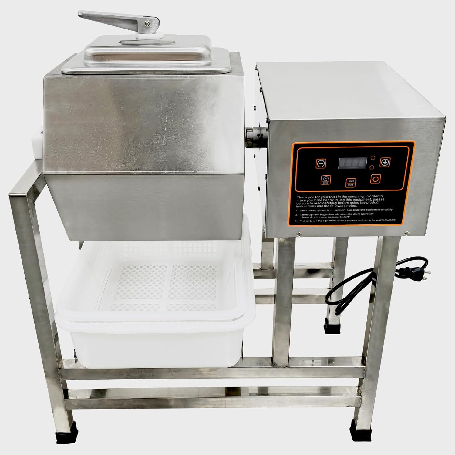 45L Hexagonal Stainless Steel Meat Vegetable Tumbler Marinator Rotatable Commercial Meat Curing Marinating Machine Electric Meat Tumbler Marinator 110V 200W