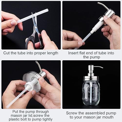 Miniatura 5 de Tapa dispensadora de jabón y bomba de repuesto de acero inoxidable cepillado, a prueba de óxido, a prueba de fugas para tapa de tamaño de boca