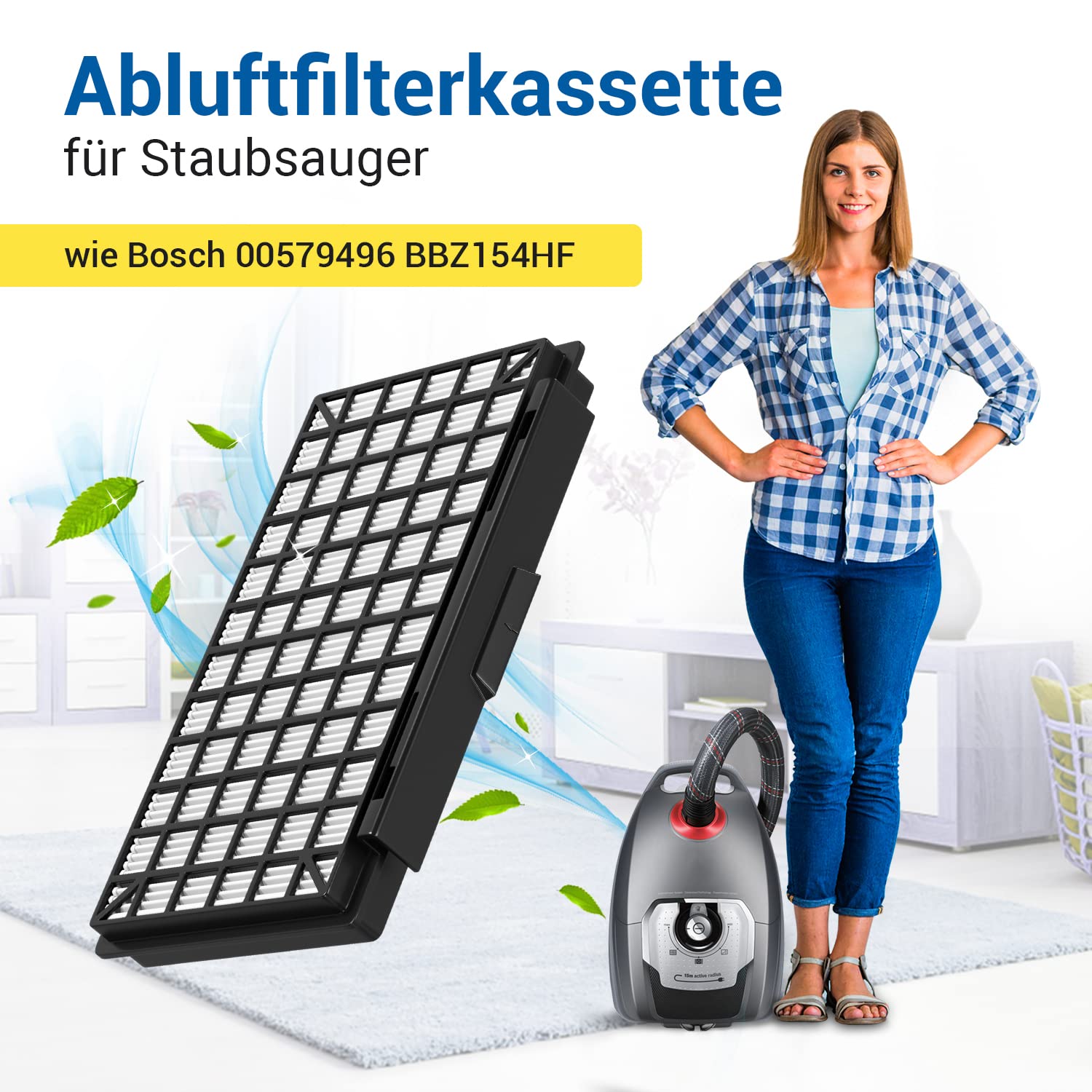 vhbw 2 x filters compatibel met Bosch BBZ154, BBZ154HF, BBZ 154 HF, BBZ 154 HF (00), BBZ154HF00 stofzuiger, anti-allergeen HEPA-filter