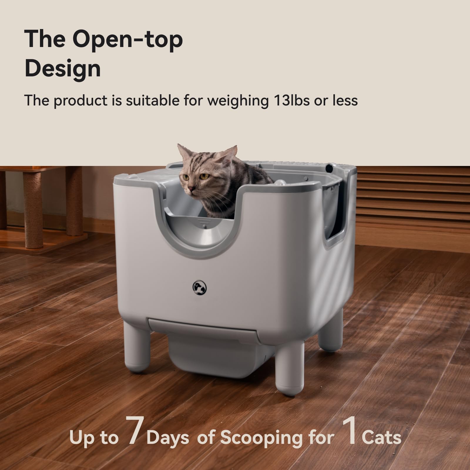F6 Open-Top Automatic Cat Litter Box Self-Cleaning, Easy to Maintain, with Integrated Safety Protection and Odor Removal (Trash Bags Included) - image 2