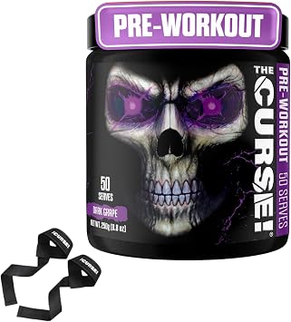 JNX SPORTS The Curse! Starter Pack Gym Essentials- Dark Grape- 50 Servings+ Lifting Straps