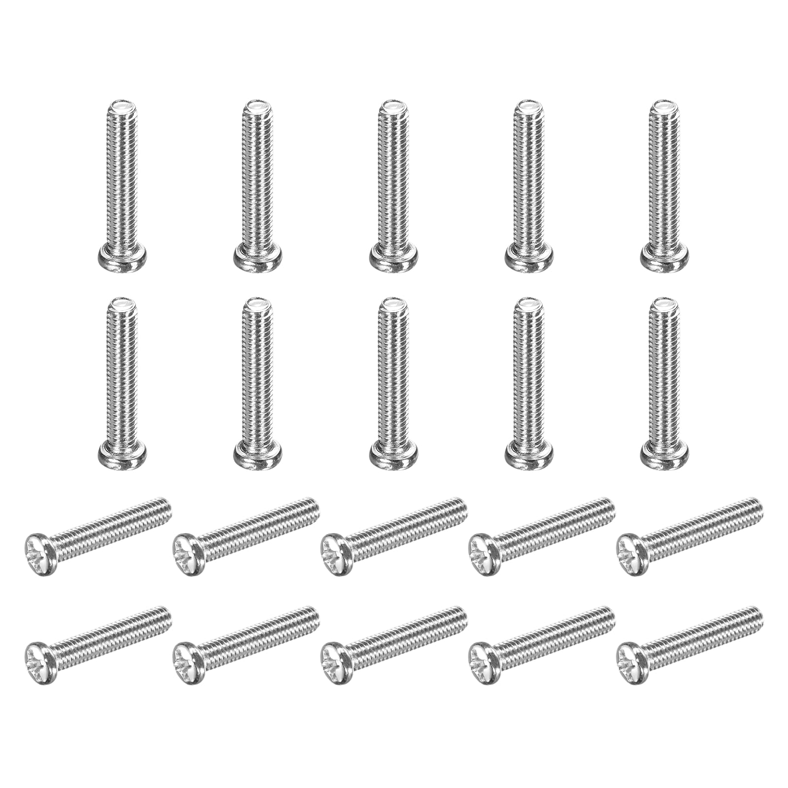 sourcing map 100 Pcs M3.5x20-0.6mm Phillips Pan Head Machine Screws, Carbon Steel Full Thread