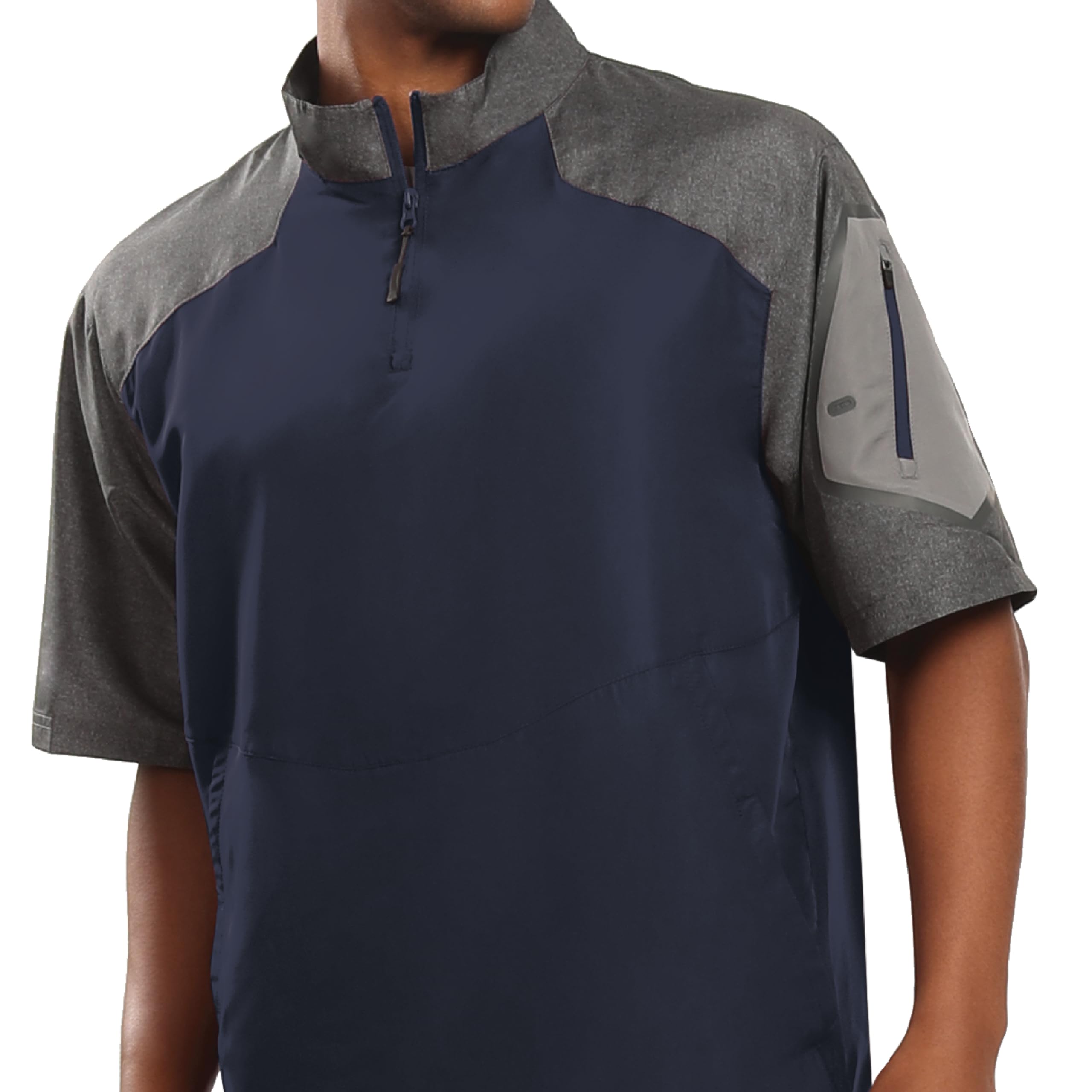 Holloway Raider Pullover Cage Jacket - Weather-Resistant Quarter Zip Athletic Wear with Sleeve Pocket