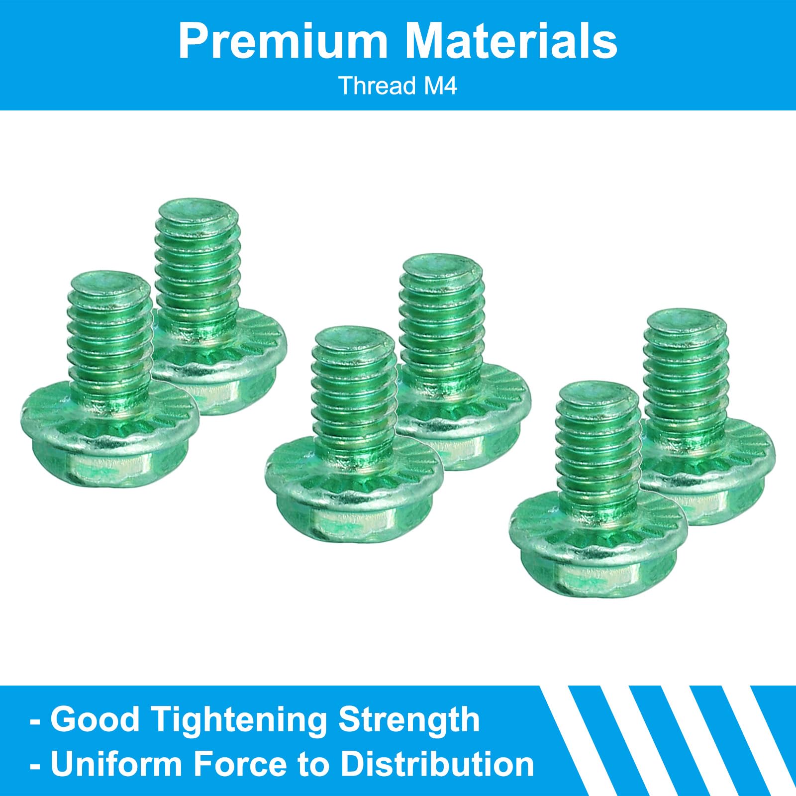 PATIKIL M4 x 6mm Thread Ground Screws, 100 Pack Green Electrical Grounding Screw Hex Phillips Head Flanged for Home Electrical Lamp - Image 4
