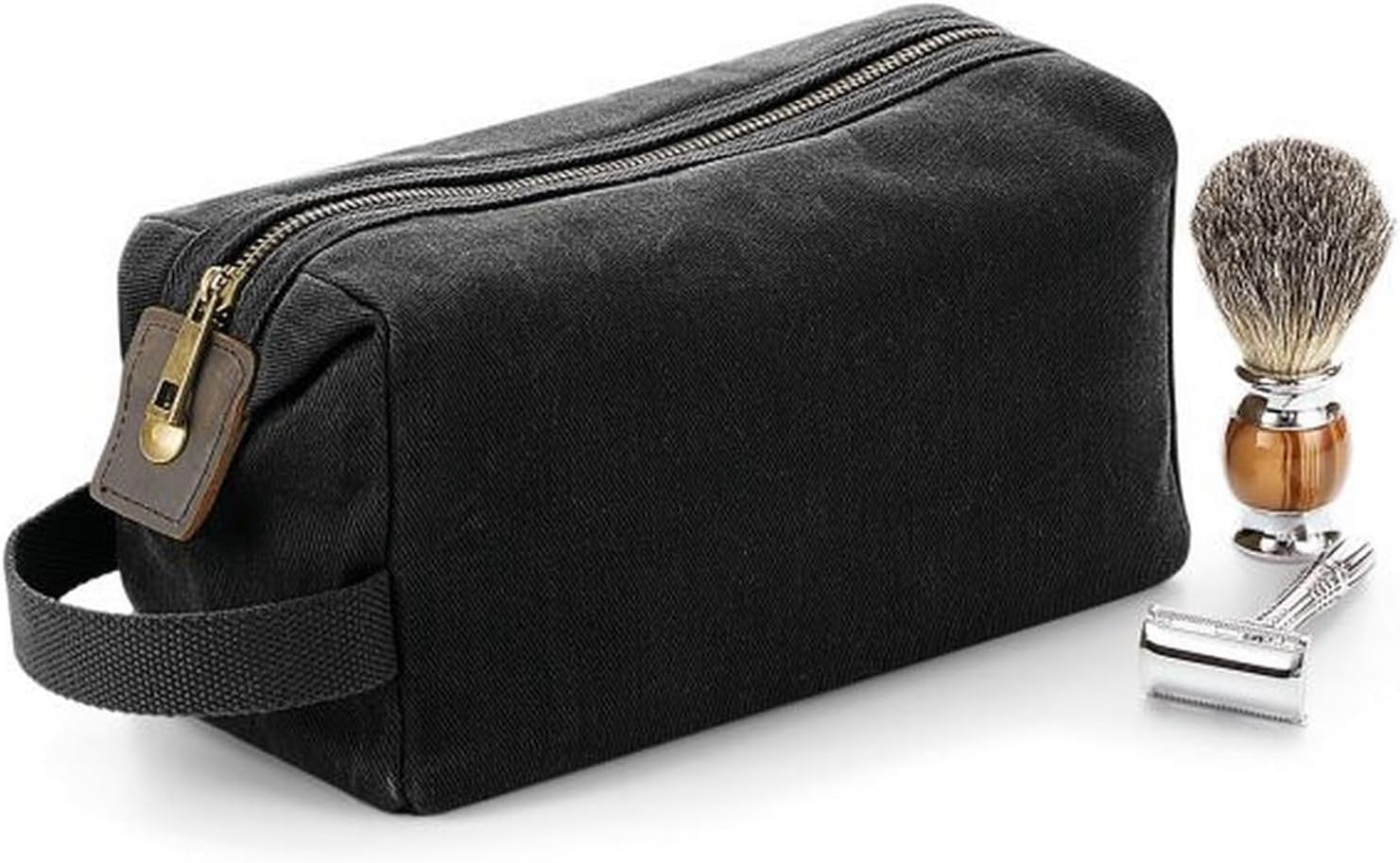 Quadra Unisex Heritage Waxed Canvas Wash Bag (QD651) - Waterproof Shoulder Bag - Black