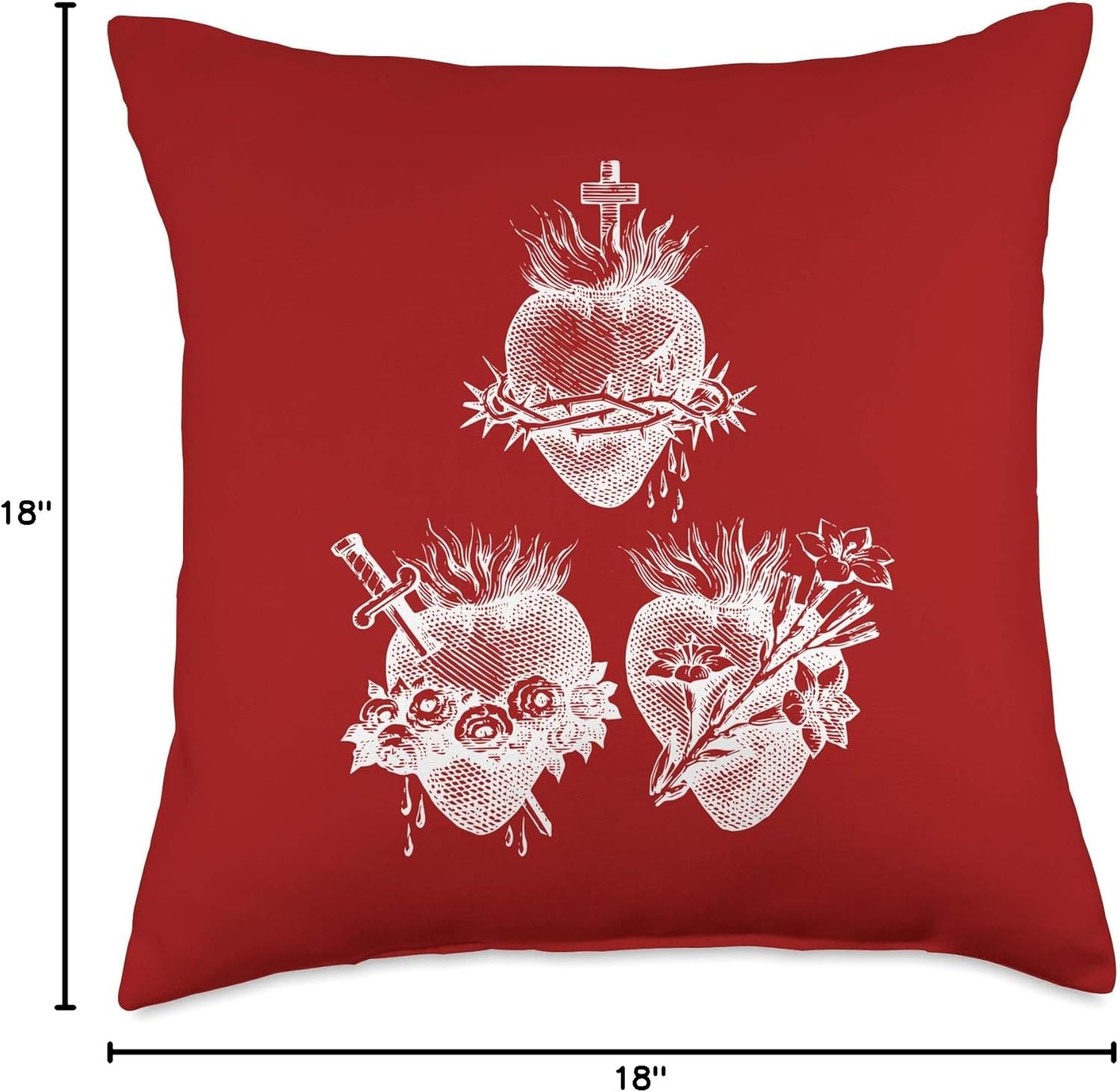 Sacred Heart of Jesus and Immaculate Heart of Mary Joseph 3W Throw Pillow