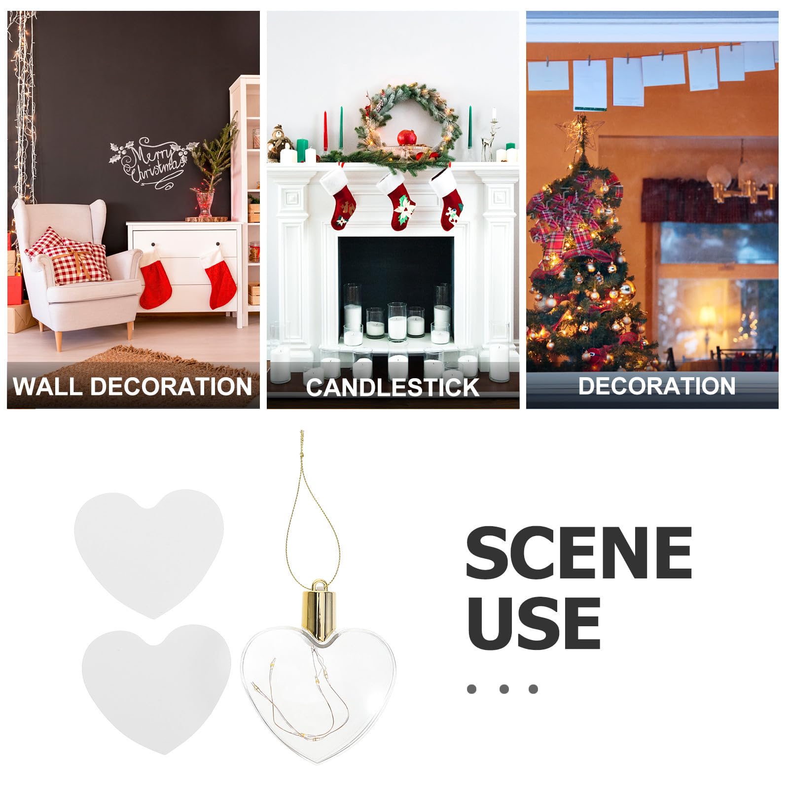 NUOBESTY 5 Juegos Adorno Navideño LED en Forma de Corazón para