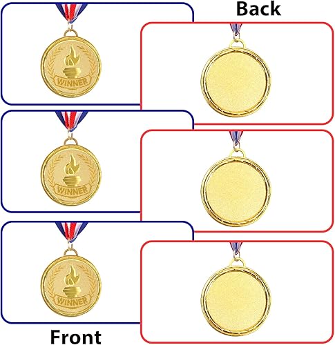 Miniatura 4 de Caydo 24 premios de oro con cinta para el cuello para adultos y niños para competiciones, deportes, fiestas, 2 pulgadas