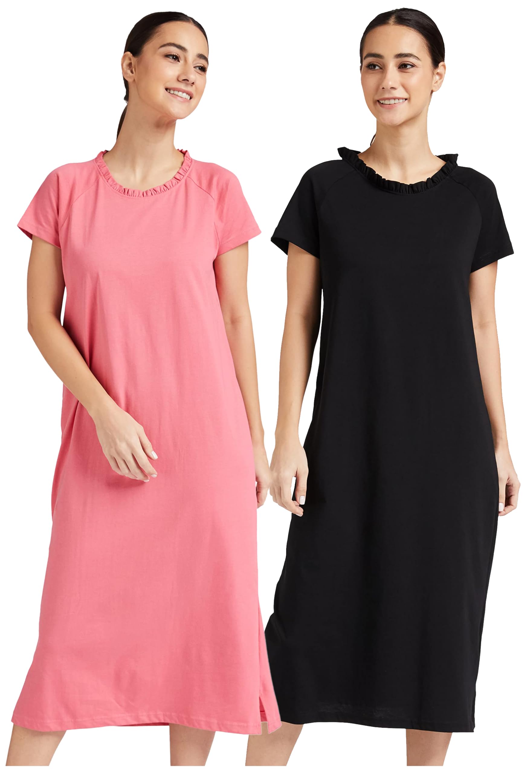 Women's Cotton Calf Length Regular Fit Nighty | Night Dress (Available in Plus Sizes)-image-35