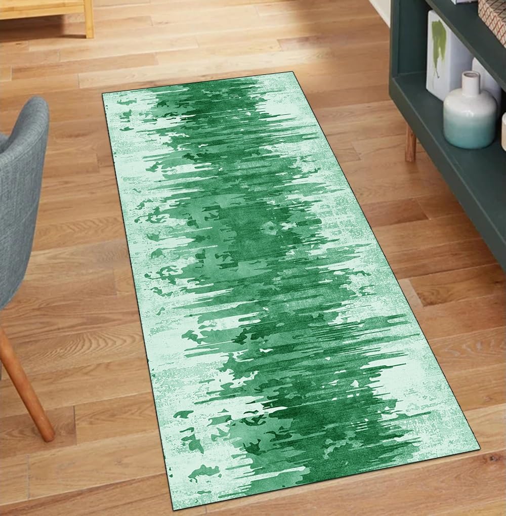 Alfombra antideslizante de cocina verde lavable 70x160 cm decorativa abstracta