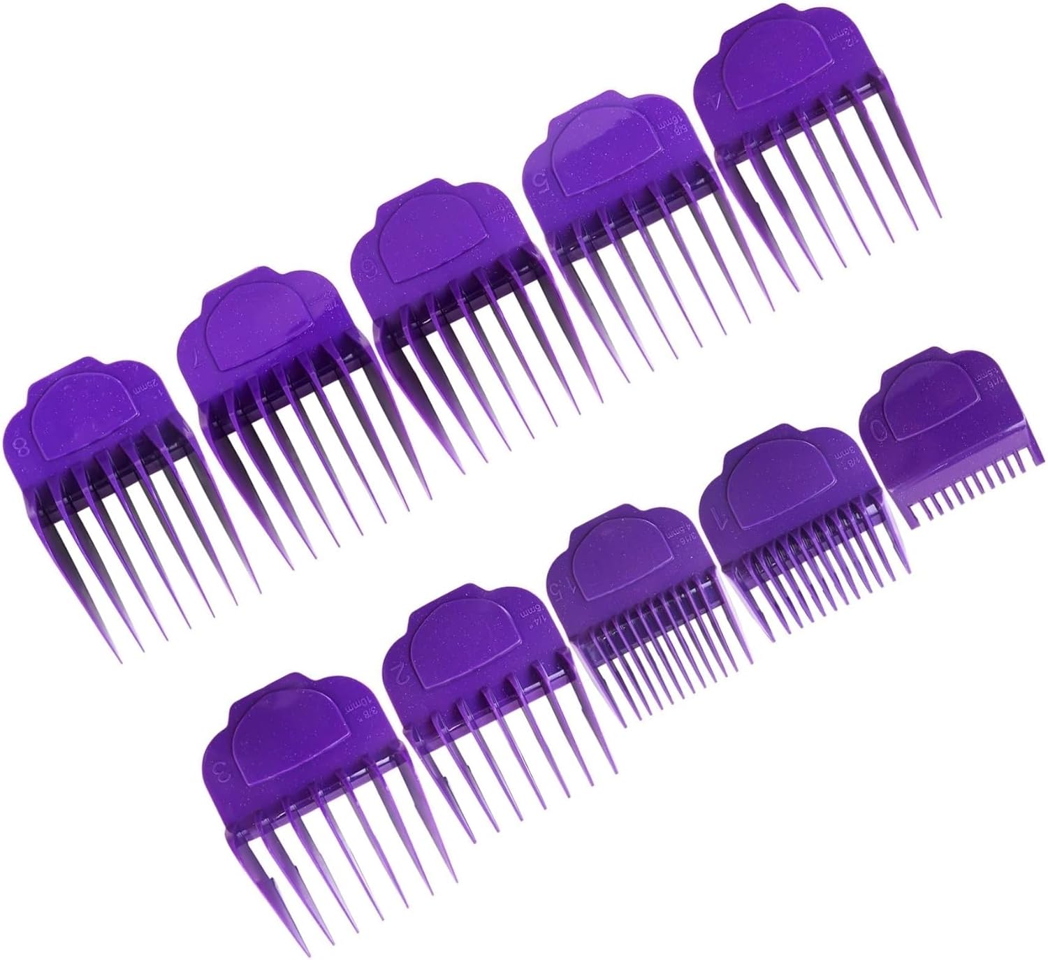 10PCS Set Lengths 1/16" to 1", for Andis for Master Hair Clipper MBA, MBX, MC-2, ML, MA-1, RACA, PM-1, PM-2, PM-3, PM-4, Magnetic Clipper Guards Guide Comb (Purple)
