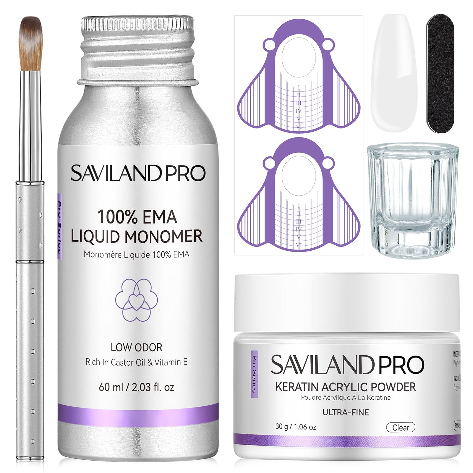 Amazon.co.jp: SAVILAND 透明感 アクリルネイルキット ブラシ付きEMA