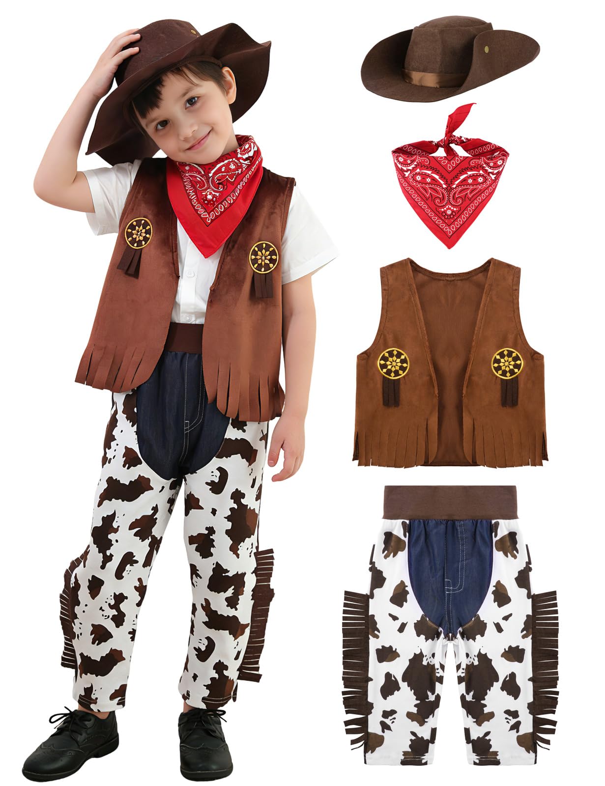 COSLAND 4pc Toddler Boys' Cowboy Outfit