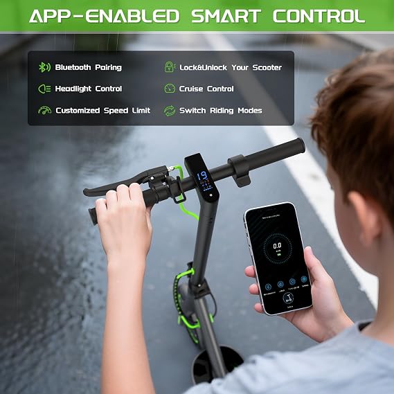 MAXSHOT Electric Scooter Adults & Big Kids, Top Speed 9/16/19MPH, 10/12/16/21/50Miles Range, 6.5/8.5/14 Tires Folding Commuter Escooter with Dual Suspension for Commuting, APP Control