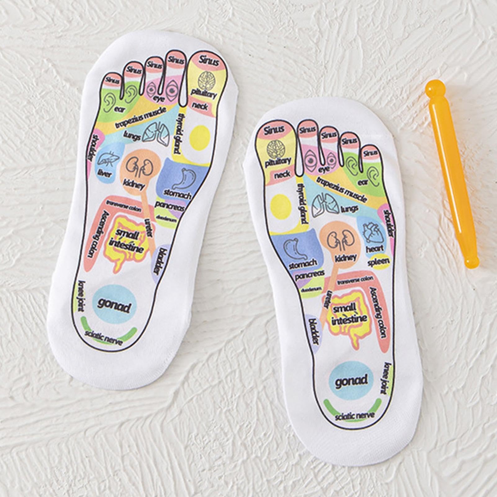 Calzini Per Riflessologia Plantare Con Mappa Dei Punti - Con Penna Massaggiatrice, Taglie 35-39 - Foto 7