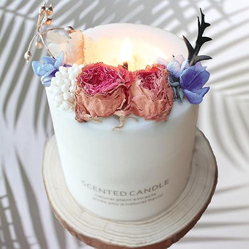 Miniatura 1 de Velas de pilar perfumadas de soja natural con vidrio, vela clásica de 10 onzas de lujo blanca no tóxica para baño, velas románticas de cera