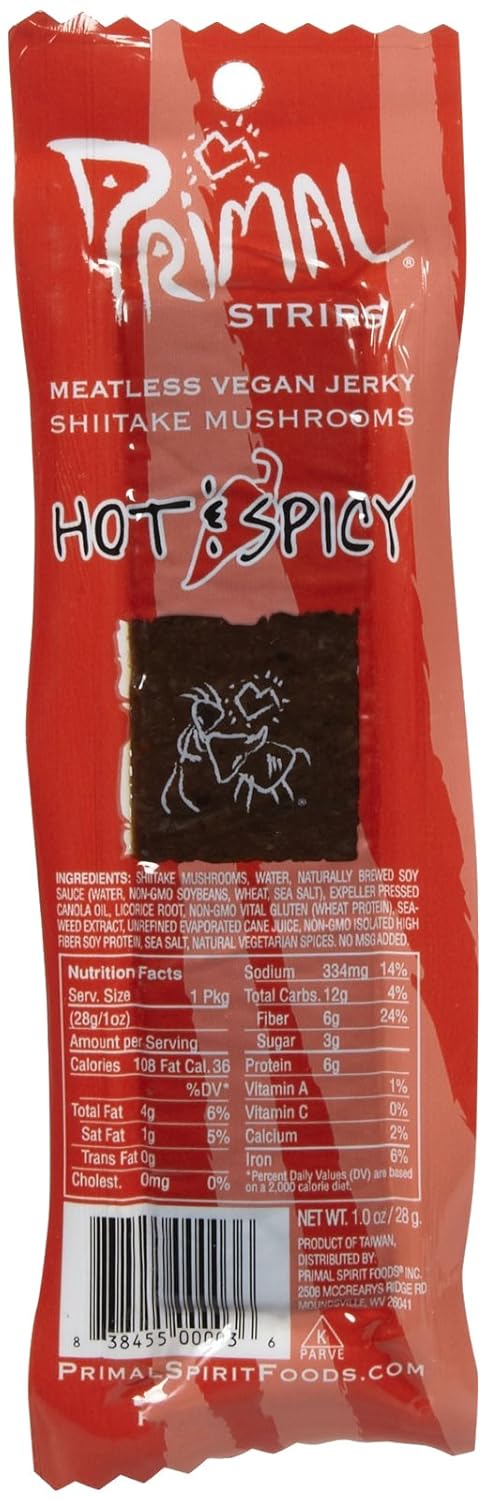 Primal Strips Hot & Spicy Meatless Jerky - 1 oz - 24 ct