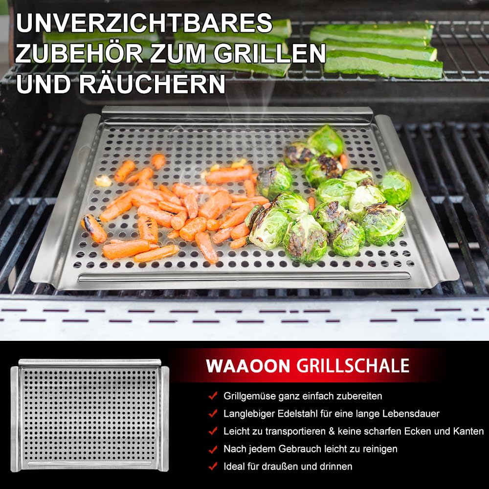 Kosz do grillowania warzyw, duża patelnia BBQ, nieprzywierający ruszt perforowany z dnem i uchwytami, akcesoria do grillowania