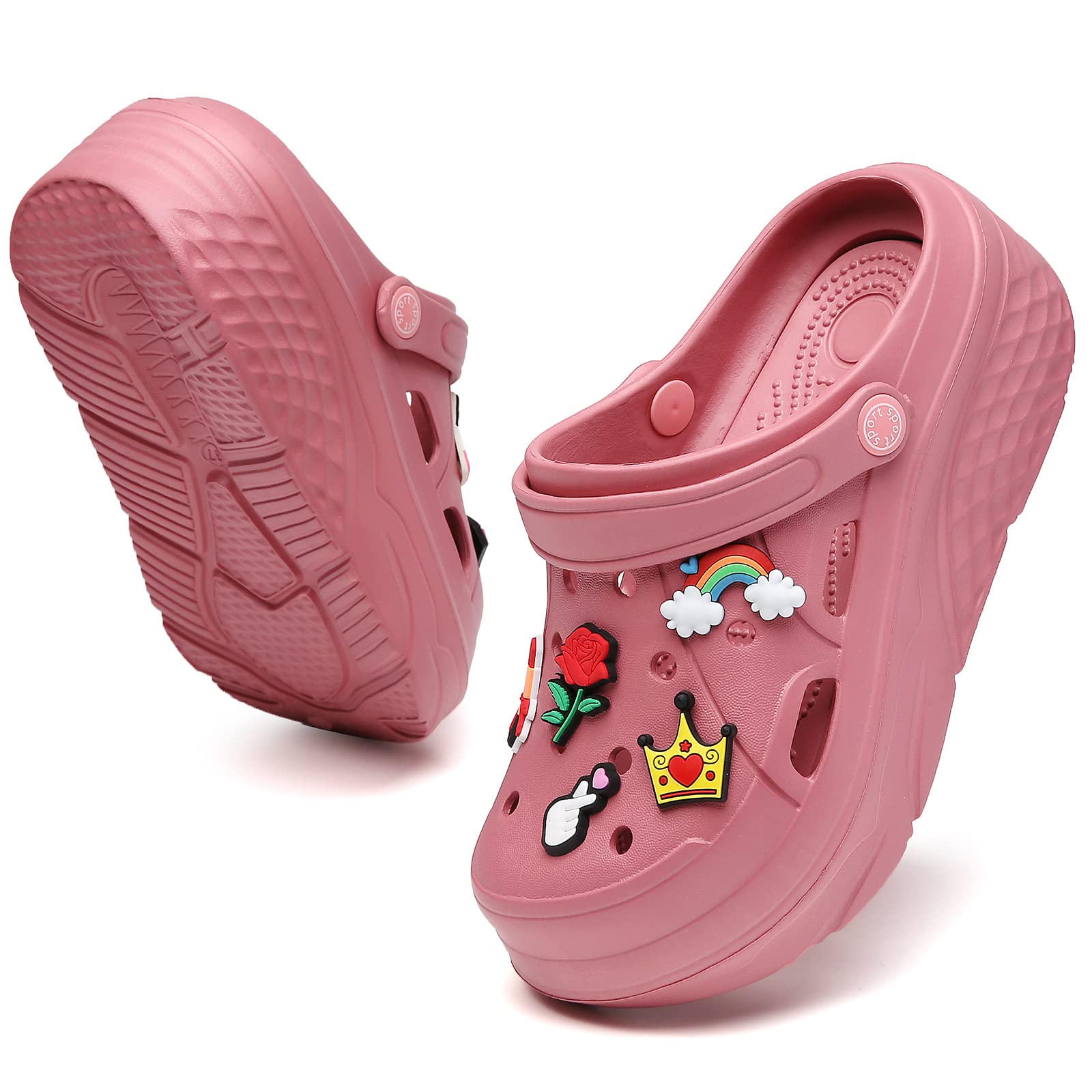 SECHRITE Zuecos de plataforma para mujer, zapatos de jardín, impermeables, para playa, piscina, verano, pantuflas para el hogar