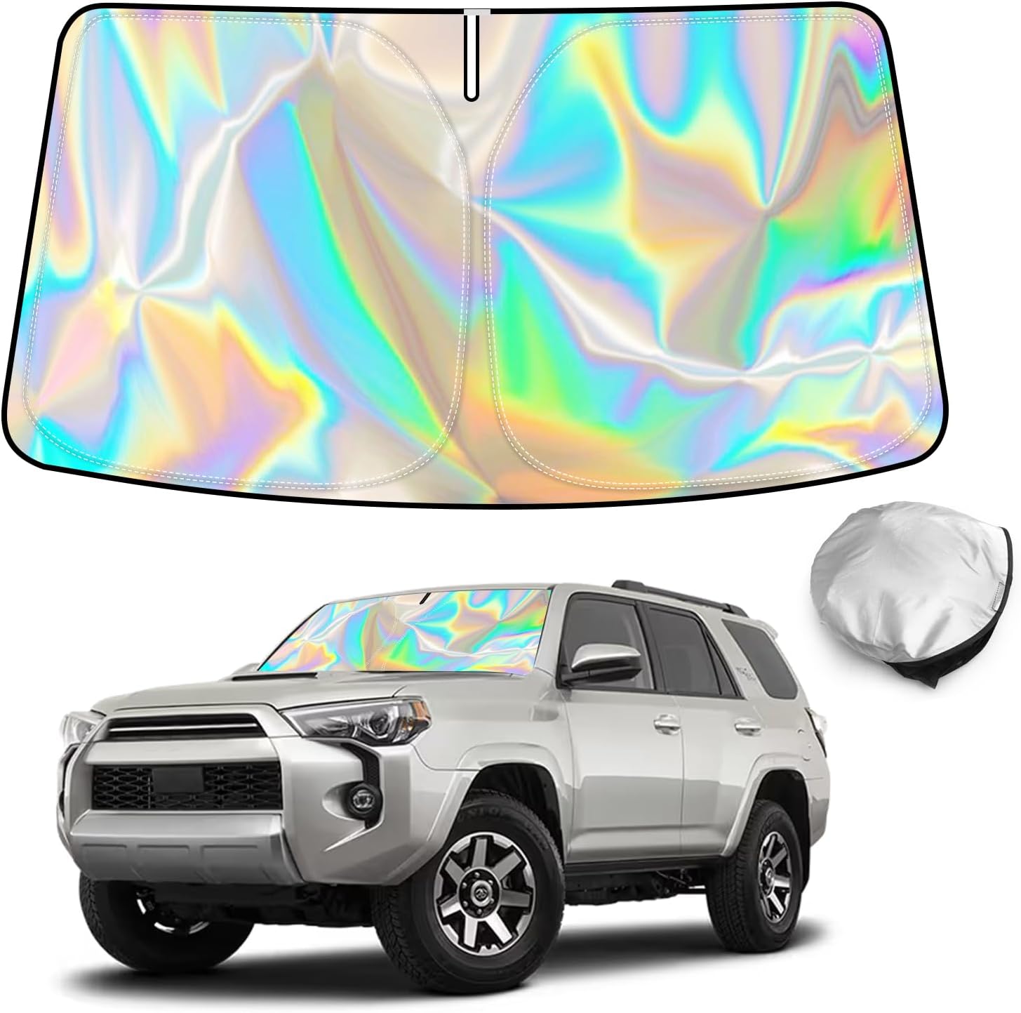 Bestview Windshield Sun Shade for 2010-2023 Toyota 4Runner, Foldable Front Laser Titanium Silver Window Sunshade Sun Visor Accessories Protector Block UV Rays Heat