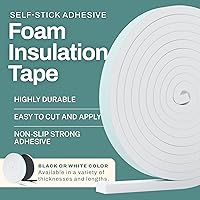 Vista 2 de 33 Feet Weather Stripping Seal for Doors and Windows Insulation Strip Weatherproof Self Stick Seal 3/16" x 3/8" Soundproof High Density Foam Blanco