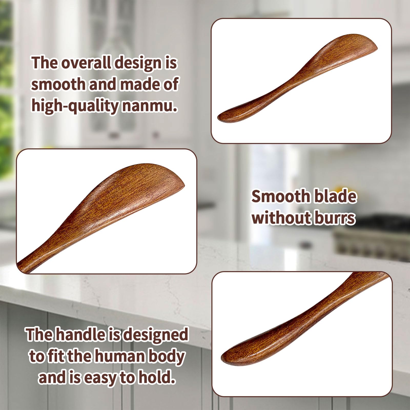 6 Piezas Cuchillos de Mantequilla de Madera, Cuchillos de Mantequilla de Madera, esparcidor de Mantequilla, Cuchillo de Mantequilla, Cuchillo para Queso, Cuchara para Mermelada