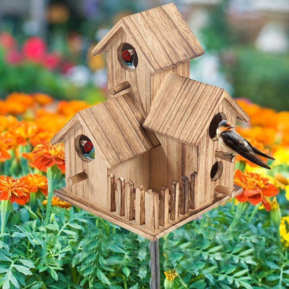 Vogel-Nistkasten für kleine Vögel, drei Vogelfutterboxen Haus Brutnest für Garten Innen Dekoration Außen