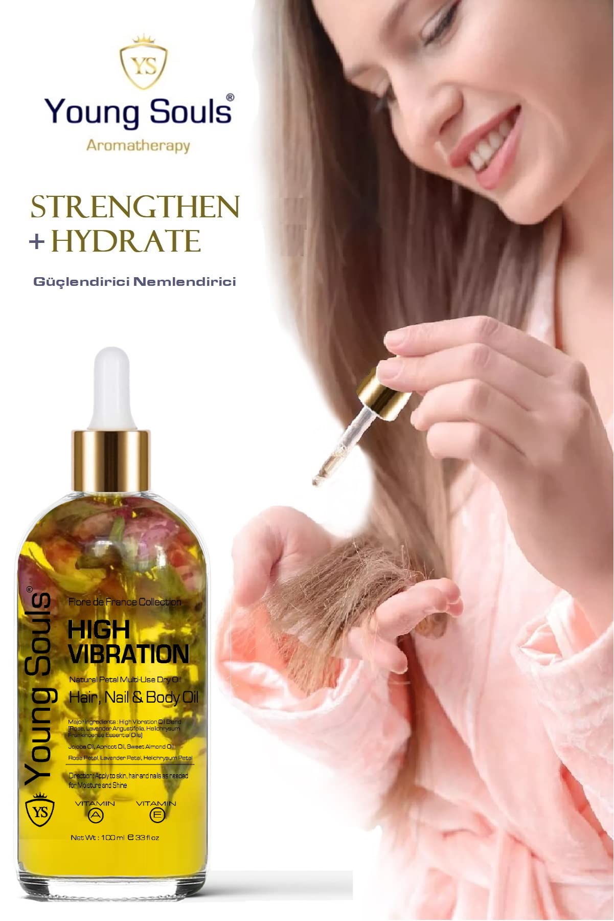 Young Souls Aromatherapy High Vibration Multi Use Yüksek Titreşim Yüz Saç Tırnak & Vücut Bakım Kuru Yağ 100 ml