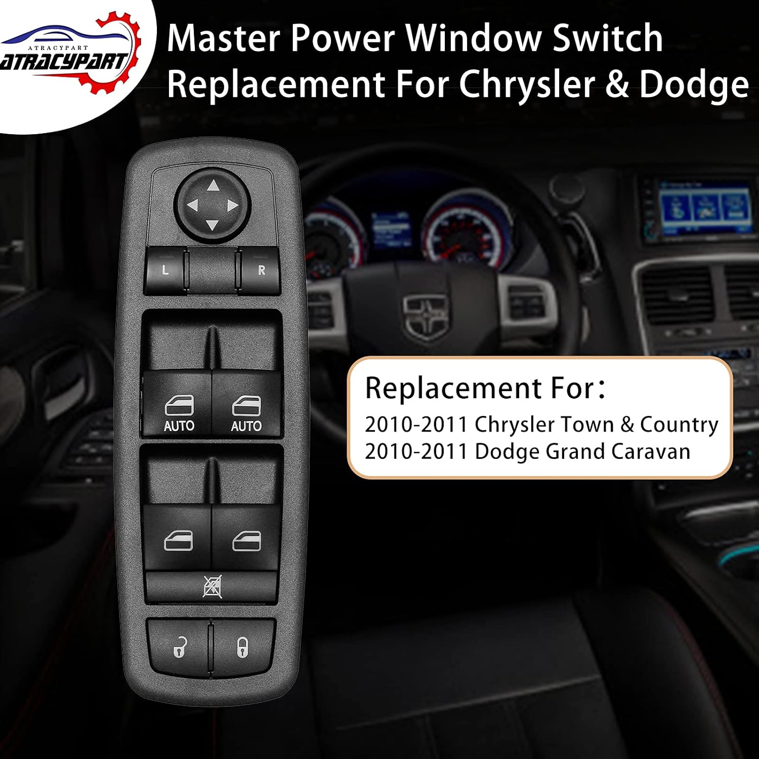 Master Power Window Switch | 3 PINS   0 PINS Check Required | Replacement for 2010 – 2011 Chrysler Town & Country Dodge Grand Caravan | Replaces# 04602535AH, 04602535AI