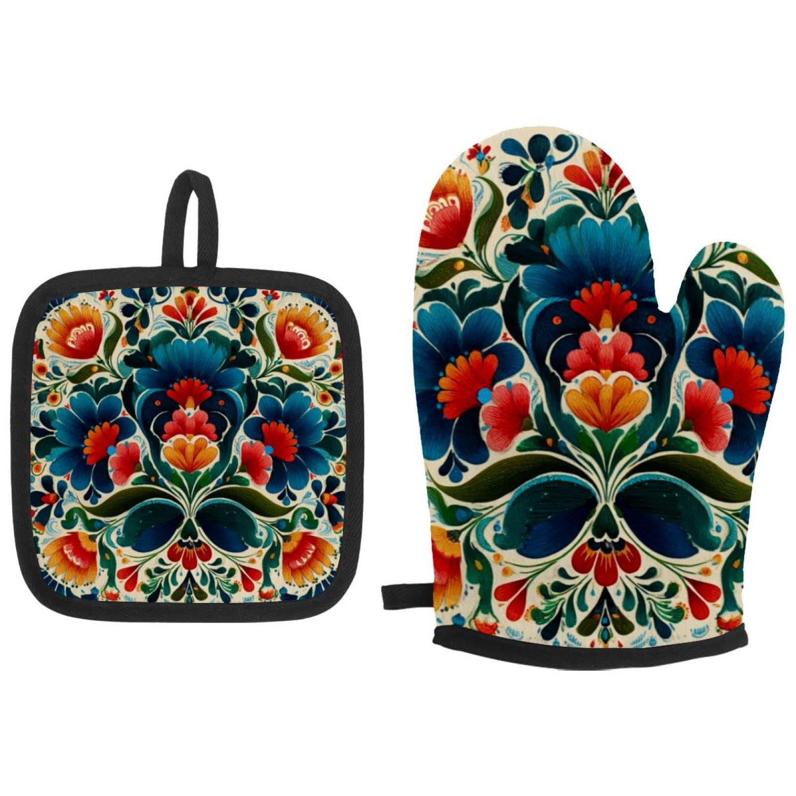 Maniques anti-brûlure et antidérapantes, lot de 6 style romarin norvégien