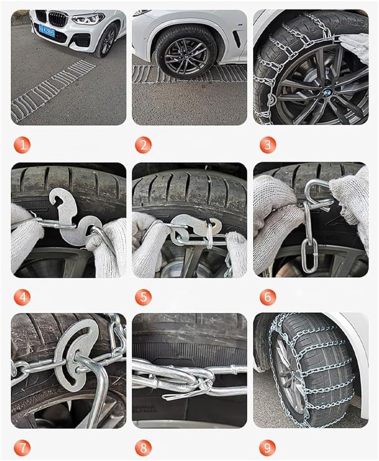 Snow Chains for MKZ 2014-2020, Tire Traction Chain Adjustable Emergency Wear-Resistant Anti-Skid Chains Tires Non-Slip Security Cable Belts,E/1122cam