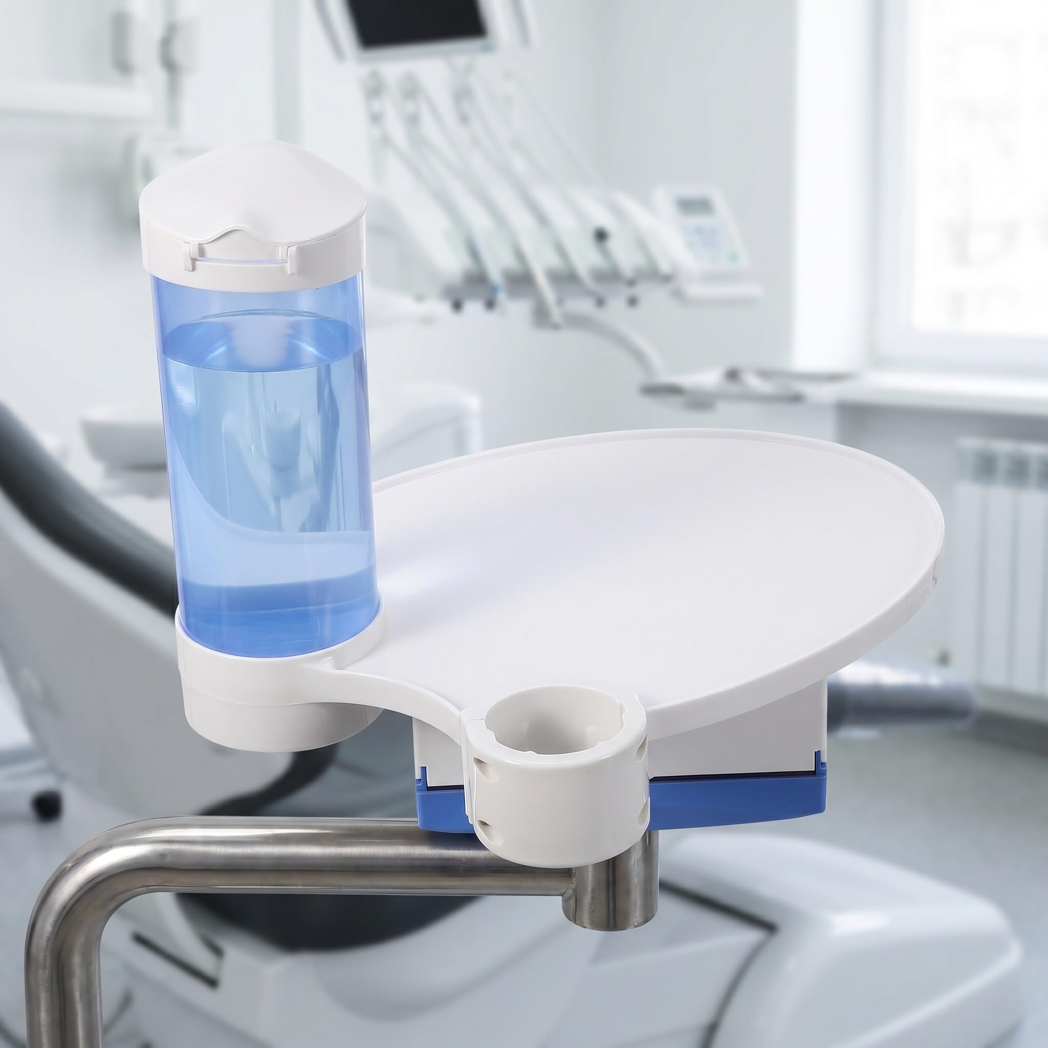 Zerodeko Porte-gobelet pour fauteuil dentaire - Plateau buccal dentaire avec boîte à mouchoirs - Porte-gobelet bleu - Organisateur de matériel pour salle de soins