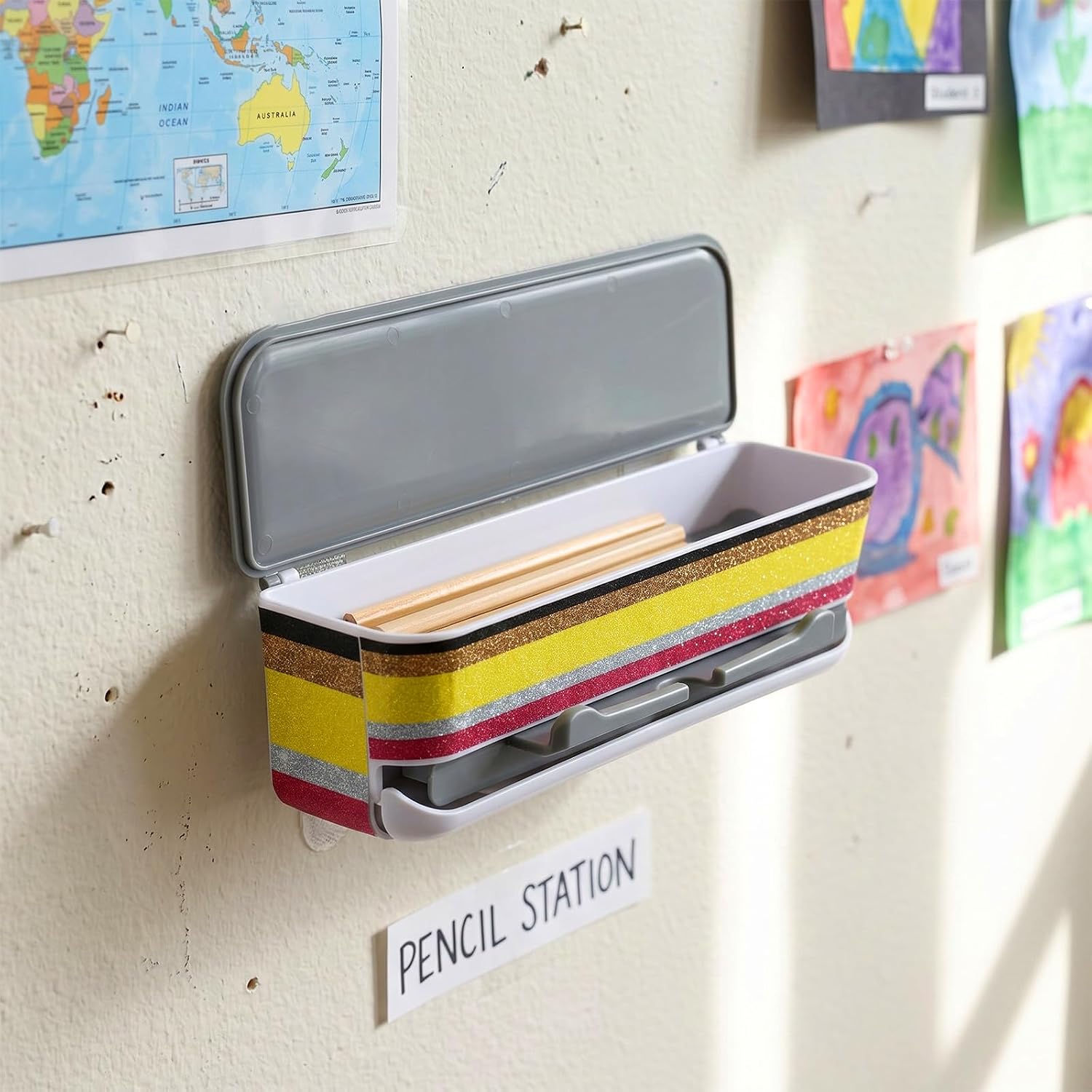 Crtiin Pencil Dispenser for Classroom Wall Mount Pencil Holder image 3