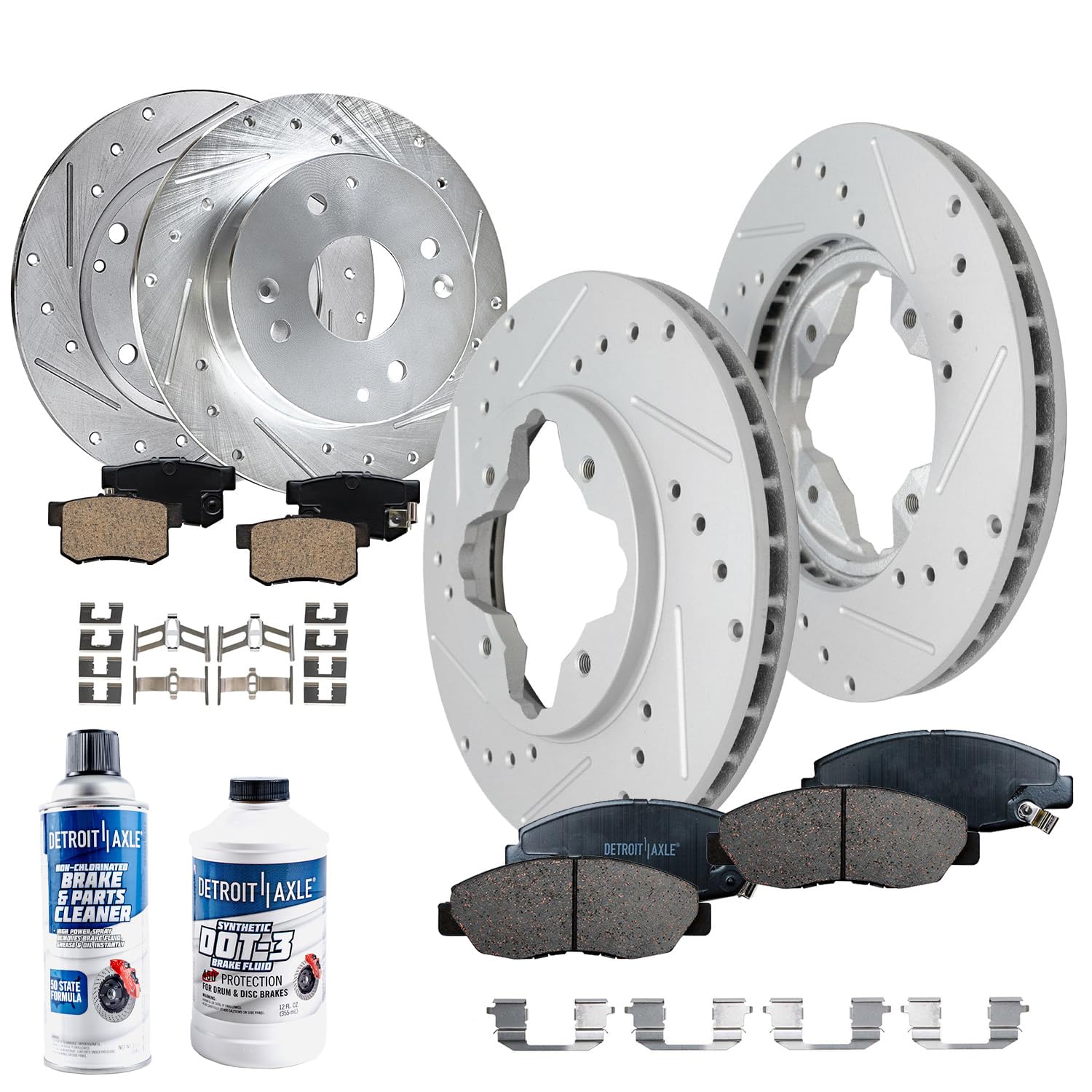 Detroit Axle - Brake Kit for 1991-1997 Honda Accord Acura CL L4 2.2L | Front and Rear Drilled Slotted Disc Brake Rotors Ceramic Brake Pads 1994 1995 1996 Replacement