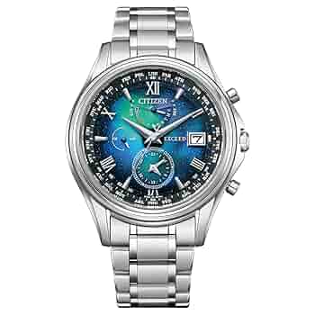 CITIZEN　シチズン　エクシード　ブルー シェル　シルバー　クォーツ　メンズ CITIZEN EXCEED RADIO CONTROLLED SOLAR SILVER STRAP BLUE DIAL