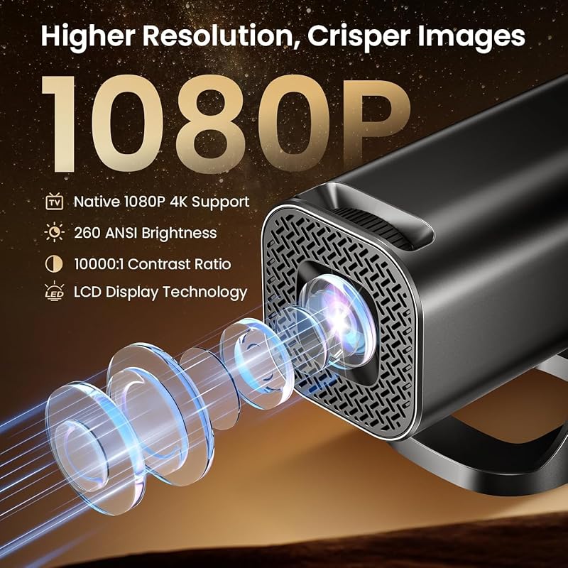 finade Mini Projektor 4K 1080P Android 12 WiFi 6 Bluetooth 5.4 Otthoni Mozi