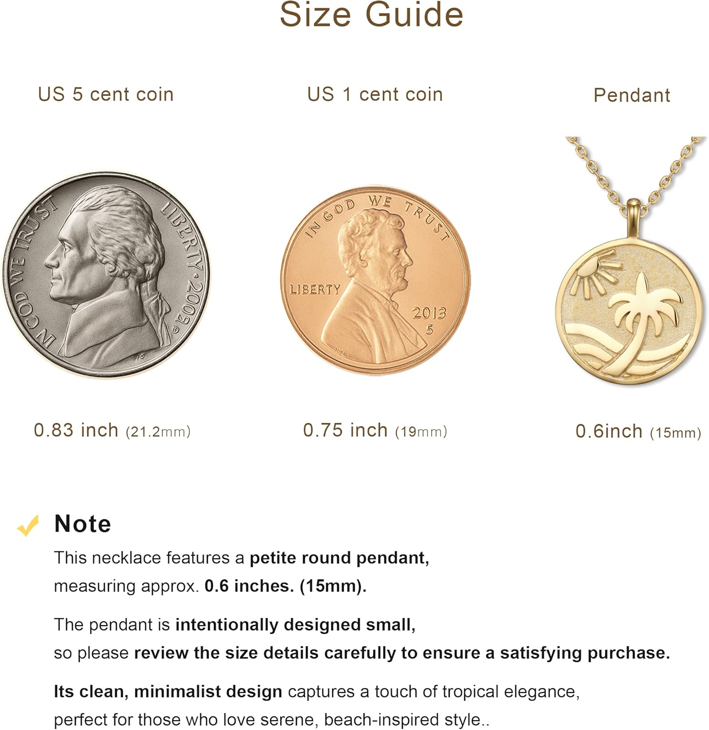 18K Gold Plated Palm Tree Necklace for Women, Sun & Wave, Tropical Gift - Image 3