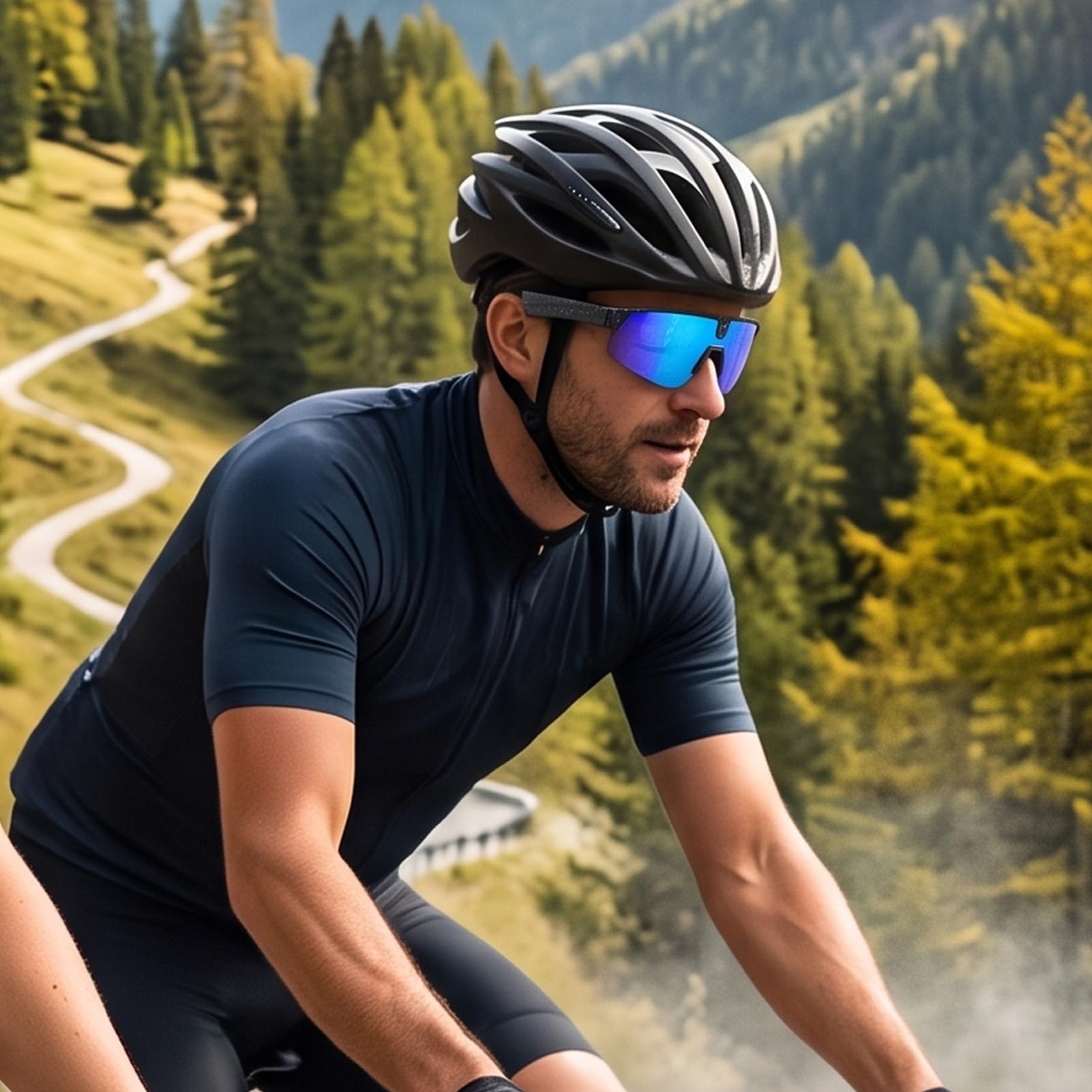 Dpofirs Gafas Inteligentes para Ciclismo, Gafas con Cámara 8 MP 4K con Grabación de Video y Estabilización EIS, con Altavoz y Micrófono para Música Llamadas, for Ciclismo Senderismo (Azul Negro)