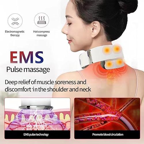 Miniatura 3 de KBTPMTL Masajeador cervical de columna vertebral, masajeador de cuello portátil, 4 cabezales, 5 modos y 9 intensidades de modos de masaje,